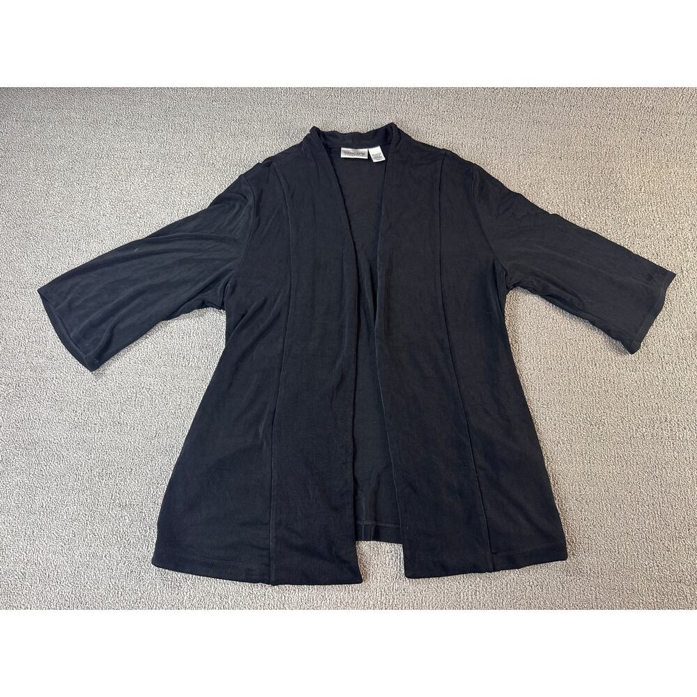 Chicos Travelers Cardigan Slinky Knit Topper Classic Business Career Black Sz XL